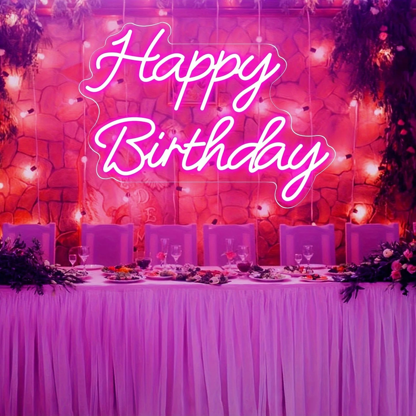 Happy Birthday Neon Sign for Birthday Party Decor LED Neon Light Sign Neon for Any Ages Bday Celebration Home Decoration Gift