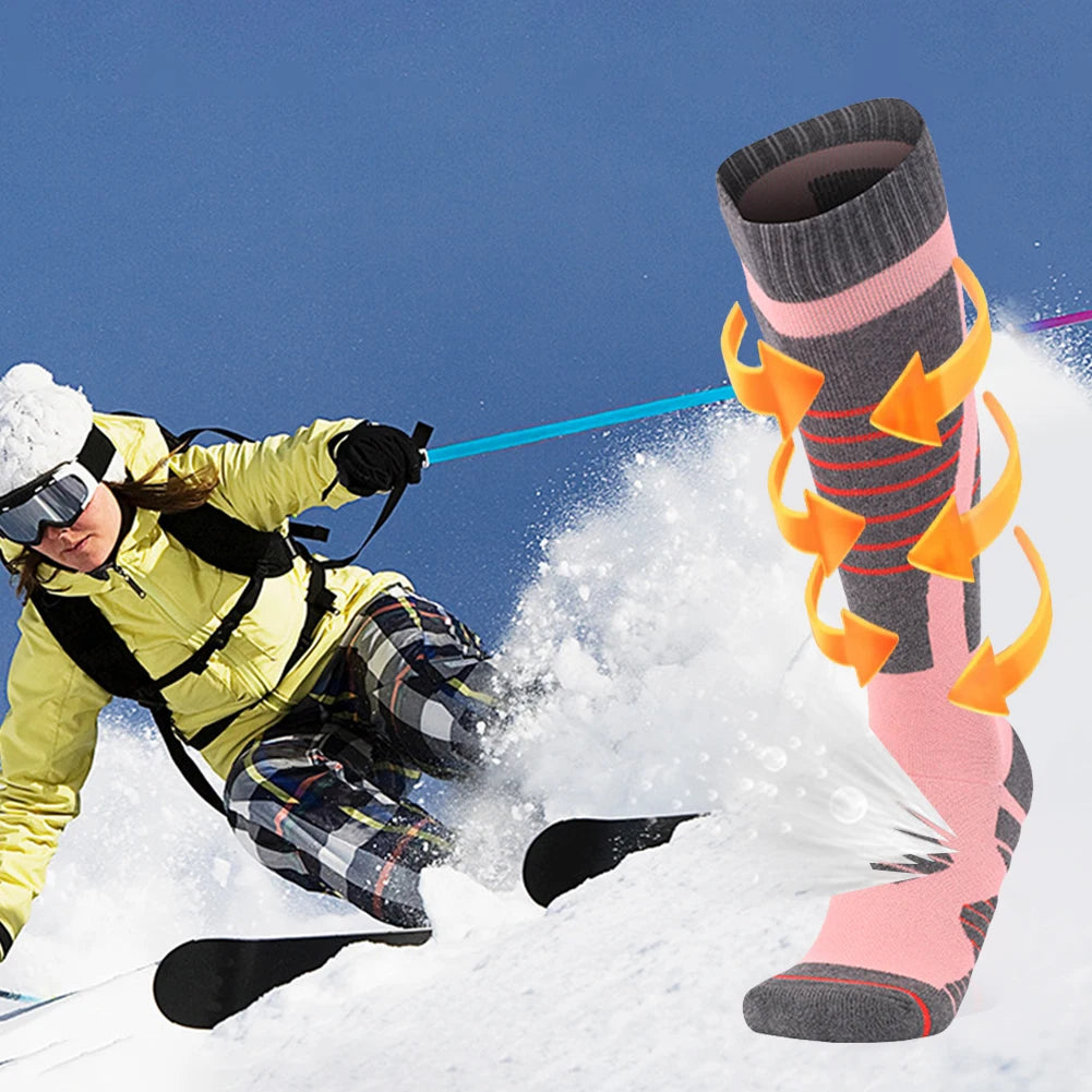 Hiking Socks Cycling Soccer Snowboard Socks Winter Warm Thickening Ski Stockings for Women Outdoor Skiing Cycling Running Hiking