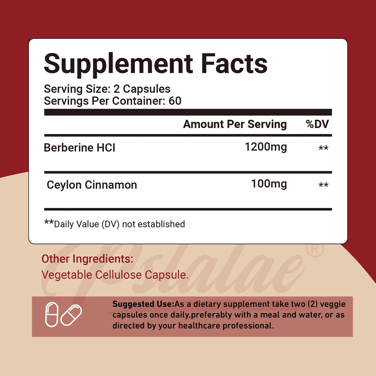 Berberine with Ceylon Cinnamon - Supports Glucose Metabolism, Balances Blood Sugar, Cardiovascular Health - 120 Capsules