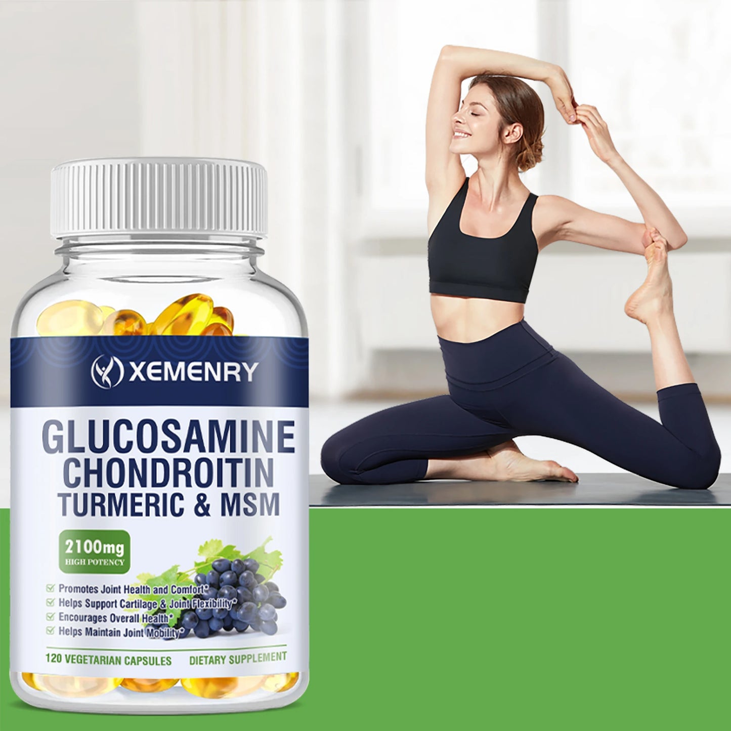 Glucosamine Chondroitin Capsules with MSM and Elderberry - Joint Health and Joint Function Support - 120 Capsules