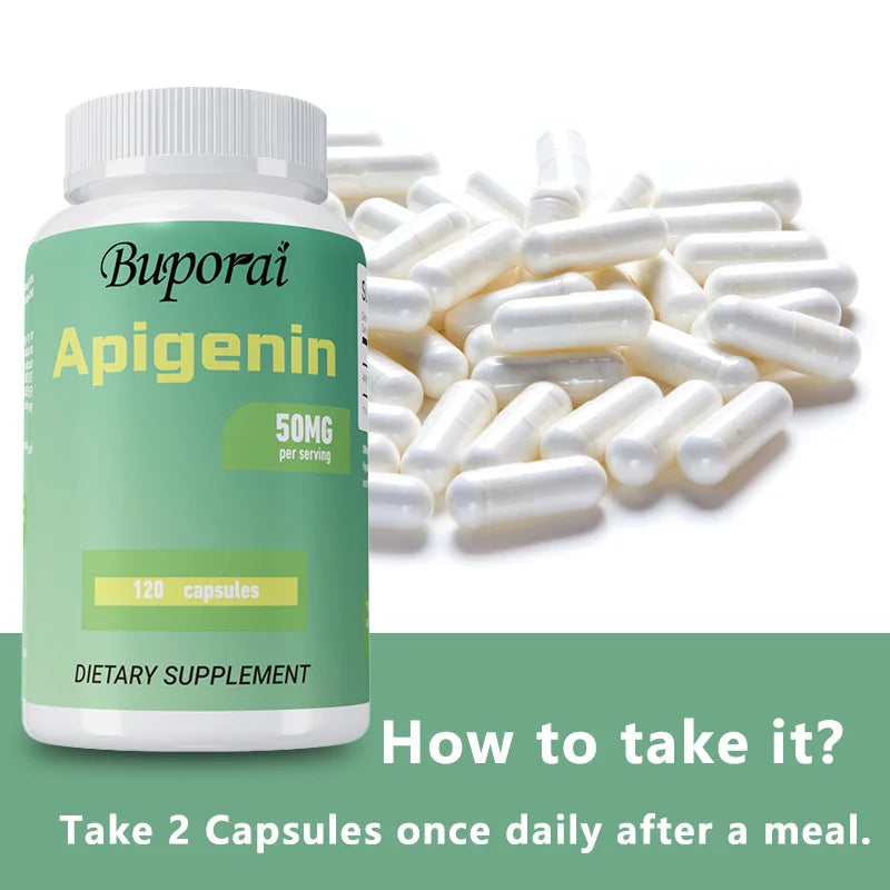 Apigenin Supplement - Antioxidant Support, Skin Health, Promotes Healthy Sleep, Improves Mood, Relieves Stress - 120 Capsules