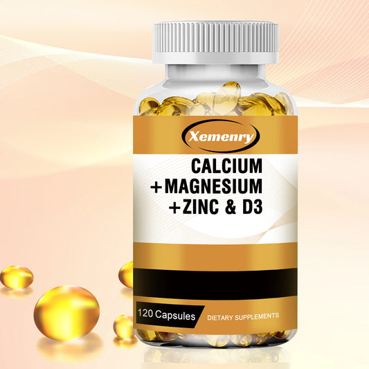 Calcium + Magnesium + Zinc & Vitamin D3 - Supports Bone, Muscle, Nerve Health and Promotes Calcium Absorption - 120 Capsules