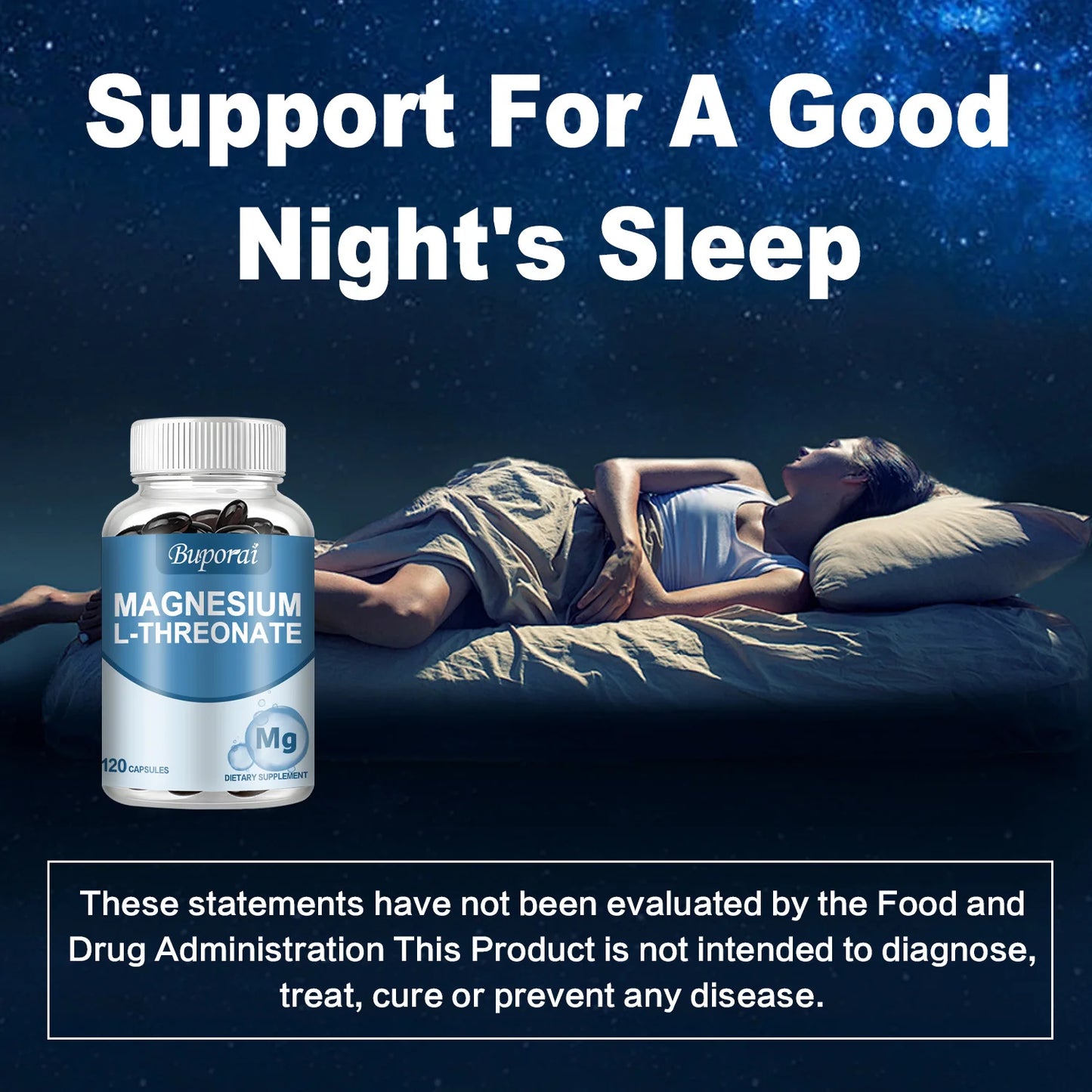 Magnesium L-Threonate Capsules - Supports Focus, Memory & Learning Brain Health Supports Quality of Sleep - 120 Capsules