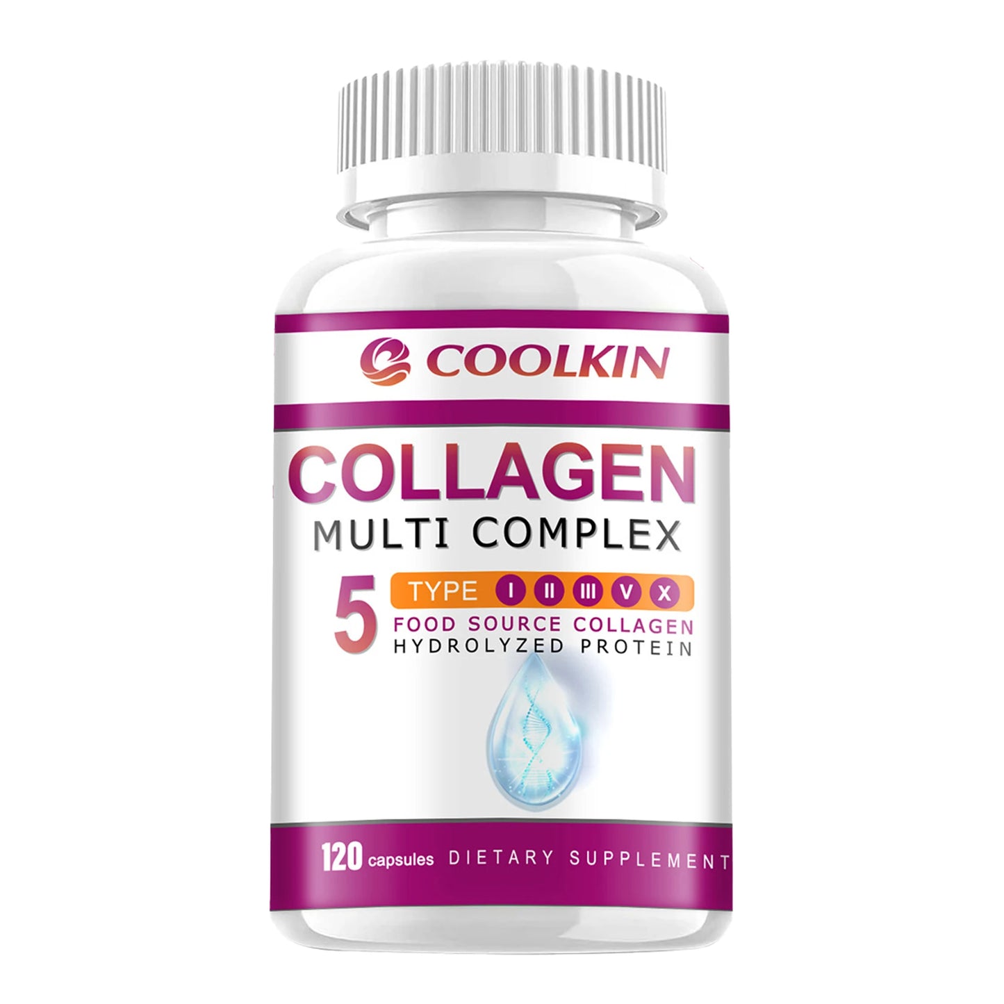 Multi Collagen - Types I-II-III-V-X - Anti-Aging, Healthy Joints, Hair, Skin, Bones, Nails - 120 Capsules