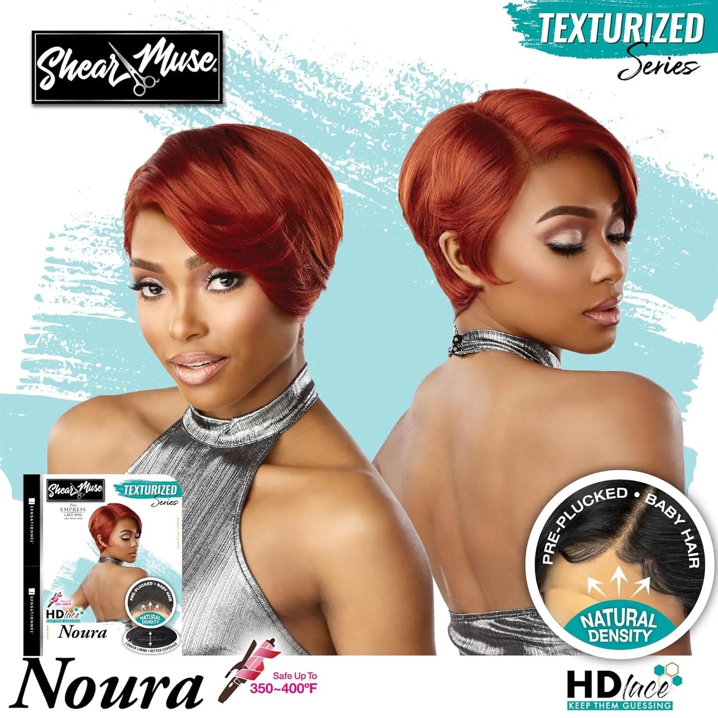 Sensationnel Shear Muse HD Lace Front Wig Empress Edge Noura - Bob, Breathable Comfort, Perfect for Daily Wear & Styling