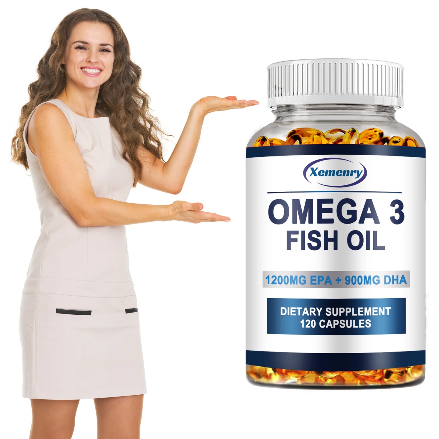 Omega 3 Fish Oil -  Support Brain Nervous System Good for Cardiovascular & Skin Health Antioxidant - 120 Capsules