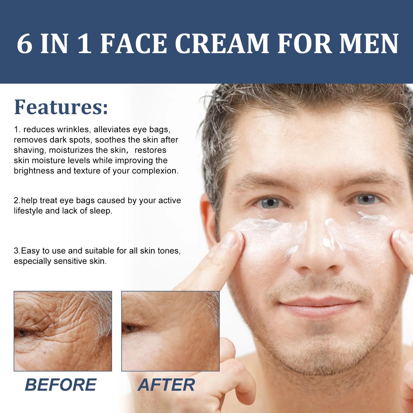 Men's Wrinkle Anti Aging Face Eye Cream Pure for Men Day Adults Male Nature Skin Care Kit Moisturizing Whitening Facial Cream