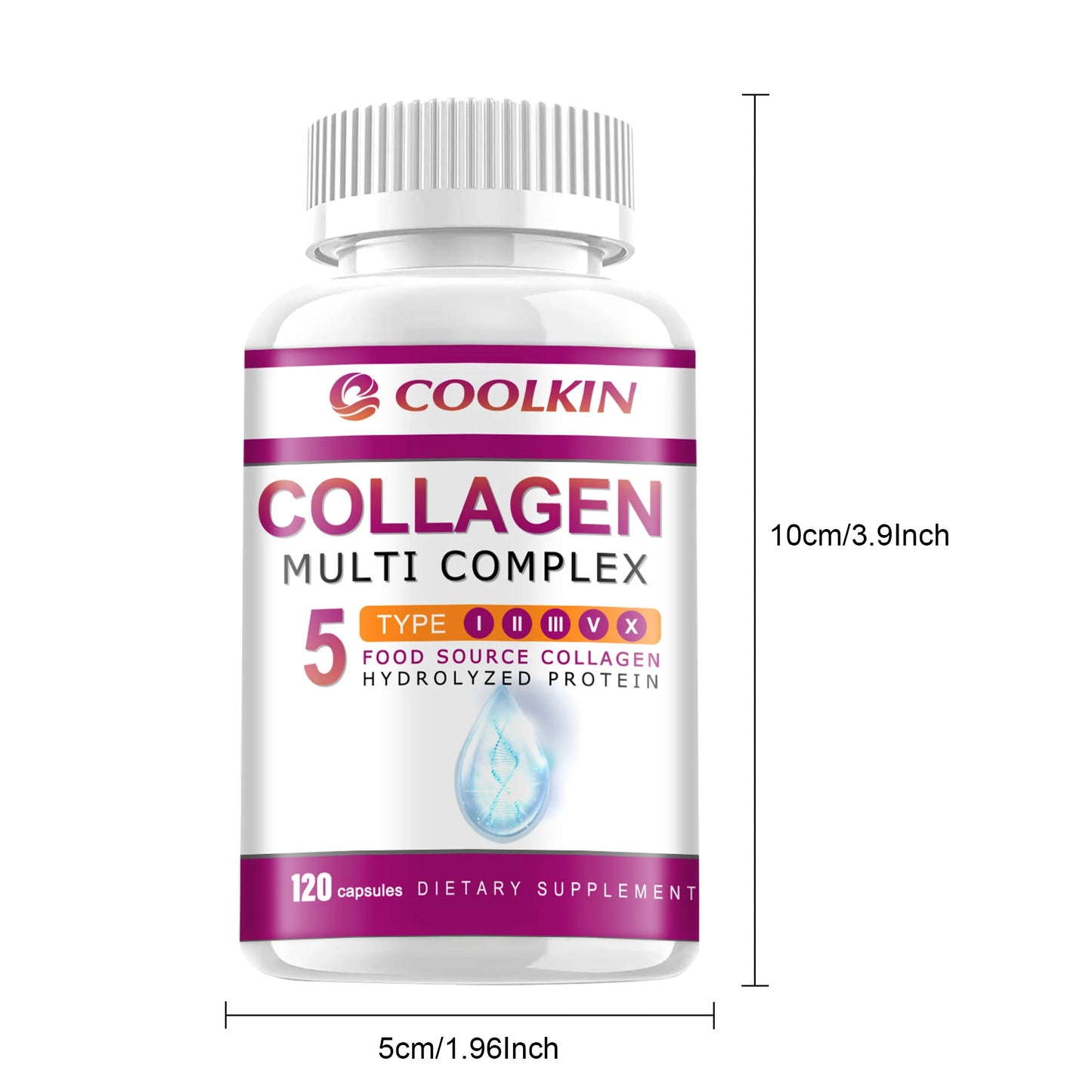 Multi Collagen - Types I-II-III-V-X - Anti-Aging, Healthy Joints, Hair, Skin, Bones, Nails - 120 Capsules