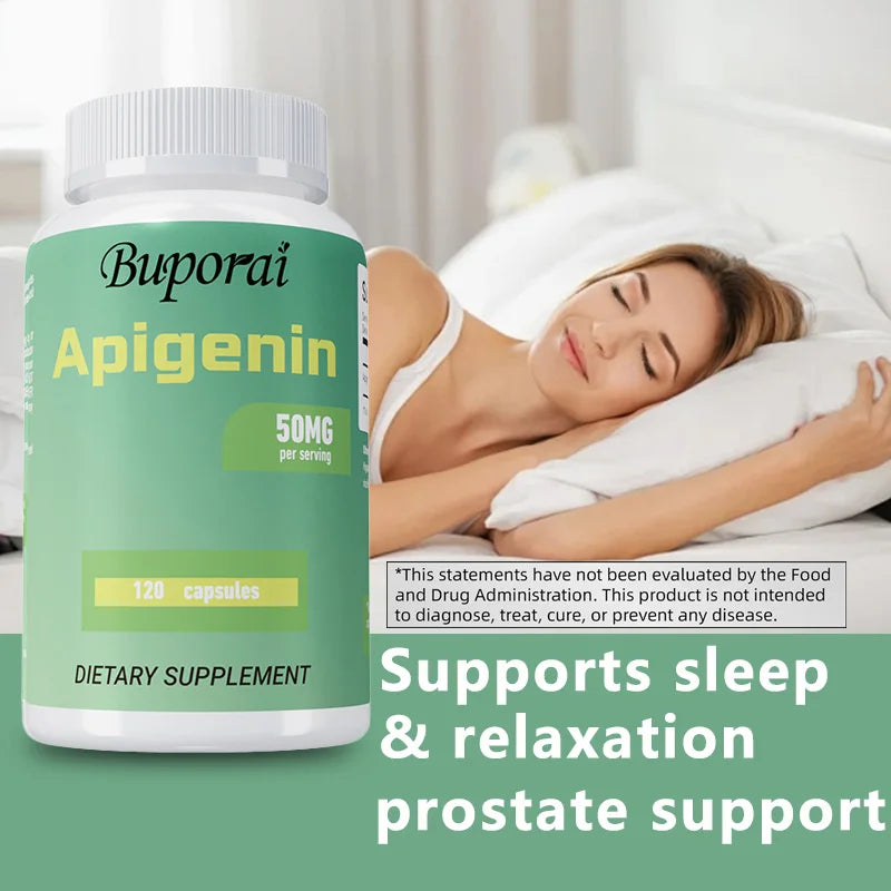 Apigenin Supplement - Antioxidant Support, Skin Health, Promotes Healthy Sleep, Improves Mood, Relieves Stress - 120 Capsules