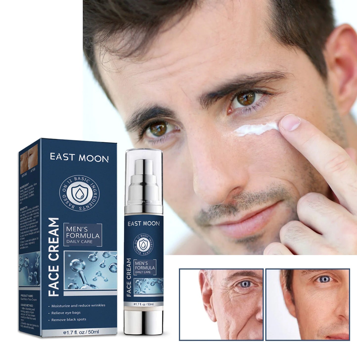 Men's Wrinkle Anti Aging Face Eye Cream Pure for Men Day Adults Male Nature Skin Care Kit Moisturizing Whitening Facial Cream