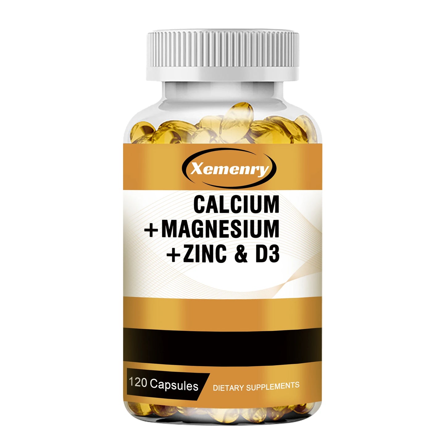 Calcium + Magnesium + Zinc & Vitamin D3 - Supports Bone, Muscle, Nerve Health and Promotes Calcium Absorption - 120 Capsules