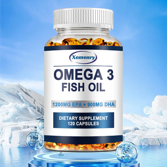 Omega 3 Fish Oil -  Support Brain Nervous System Good for Cardiovascular & Skin Health Antioxidant - 120 Capsules