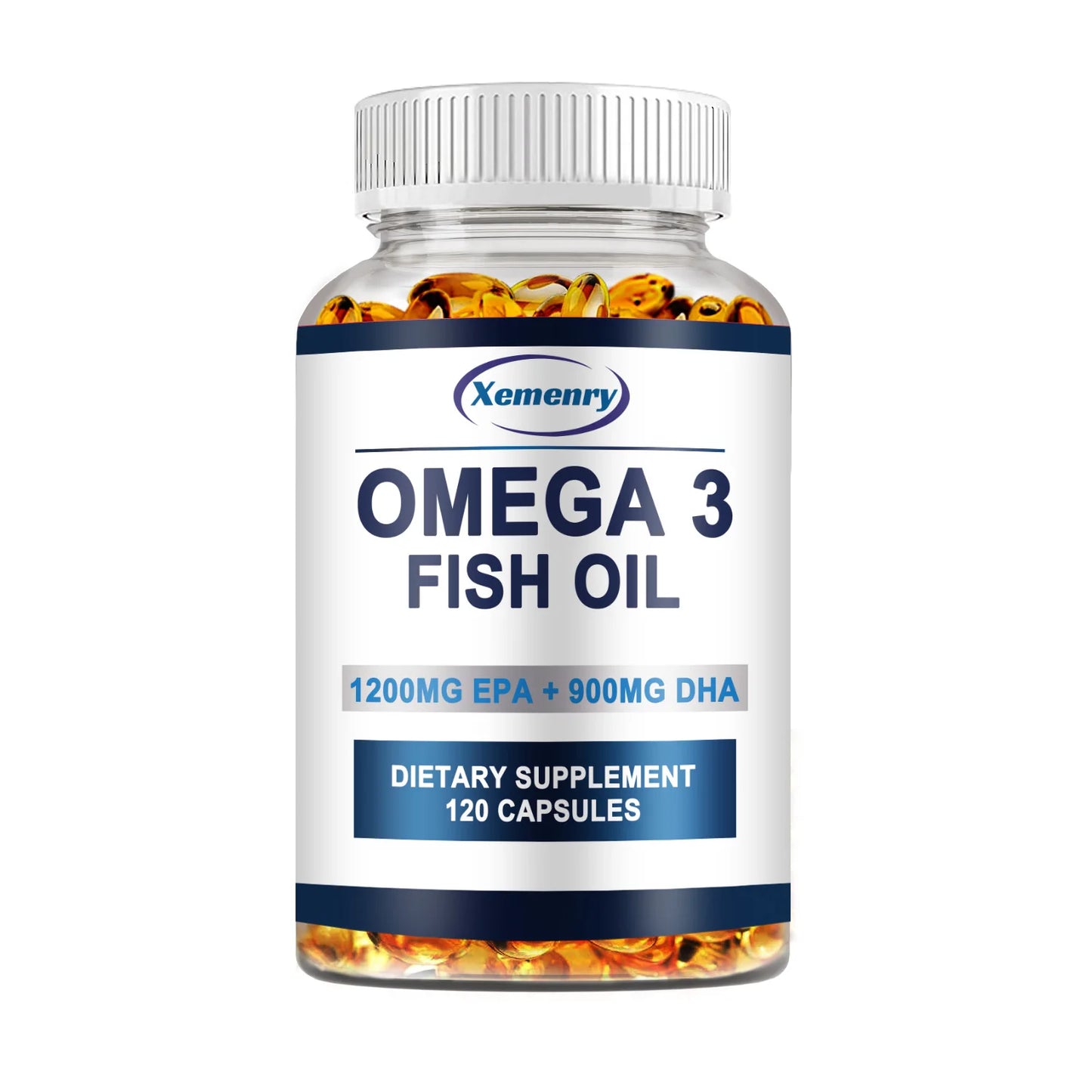 Omega 3 Fish Oil -  Support Brain Nervous System Good for Cardiovascular & Skin Health Antioxidant - 120 Capsules