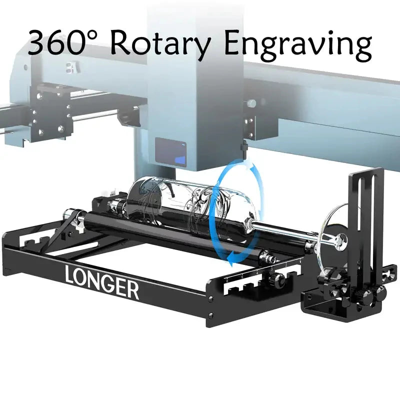 LONGER B1 40W LASER ENGRAVING MACHINE Quick Focus Wifi Control together with 500mm(19.69inch) Honeycomb Panel and Rotary Roller