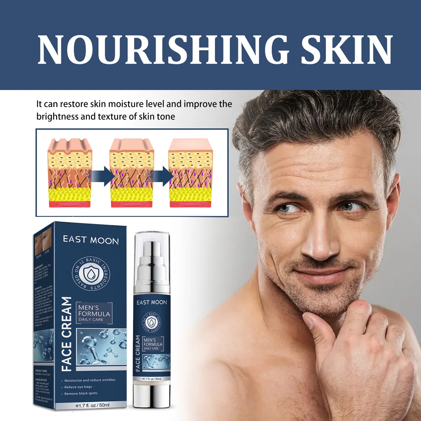 Men's Wrinkle Anti Aging Face Eye Cream Pure for Men Day Adults Male Nature Skin Care Kit Moisturizing Whitening Facial Cream