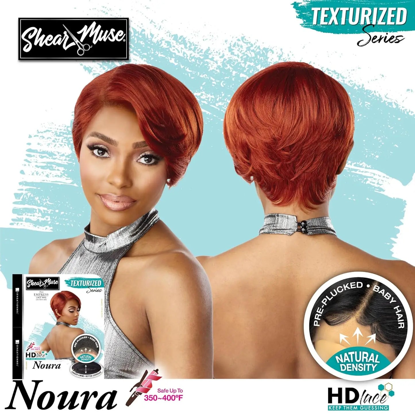 Sensationnel Shear Muse HD Lace Front Wig Empress Edge Noura - Bob, Breathable Comfort, Perfect for Daily Wear & Styling