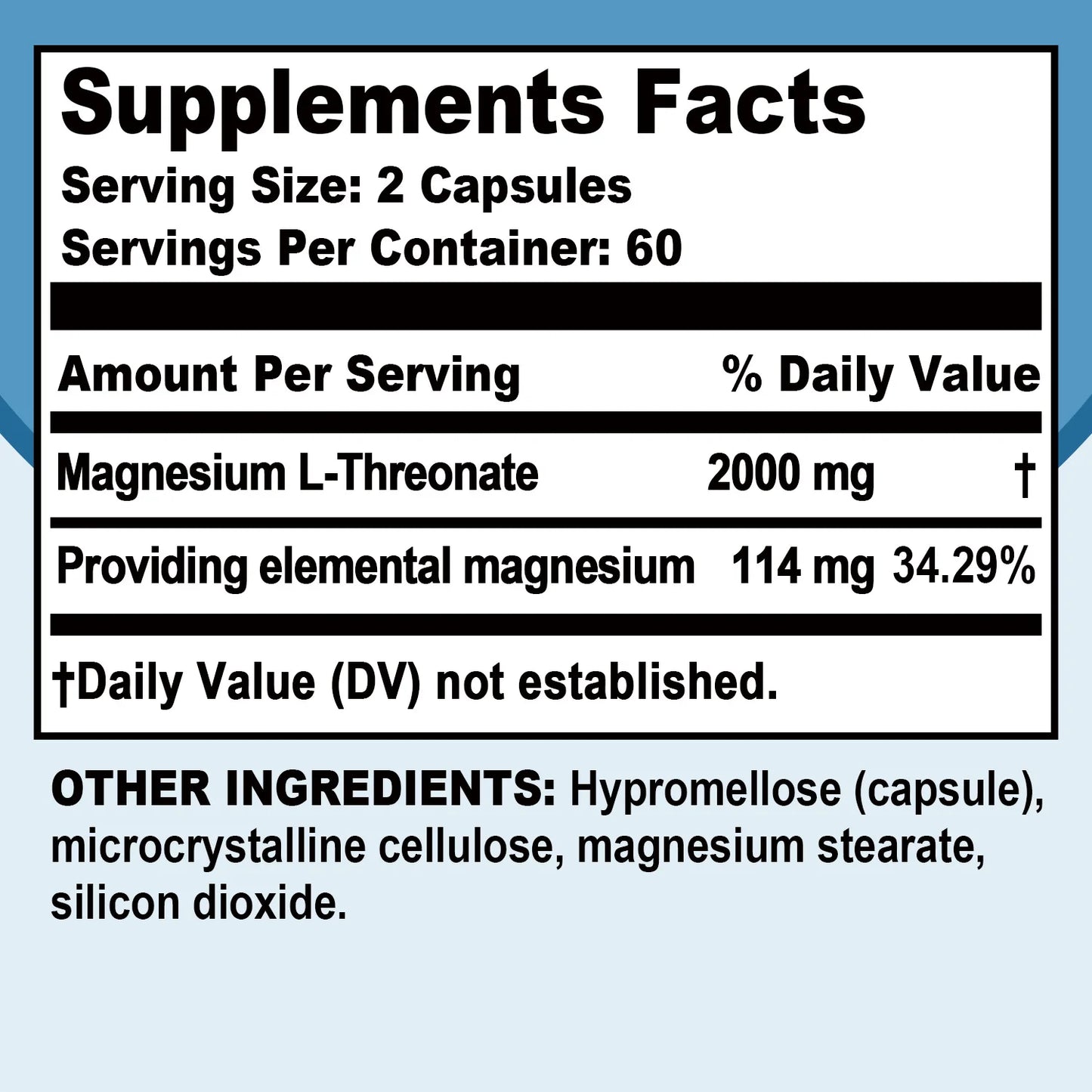 Magnesium L-Threonate Capsules - Supports Focus, Memory & Learning Brain Health Supports Quality of Sleep - 120 Capsules