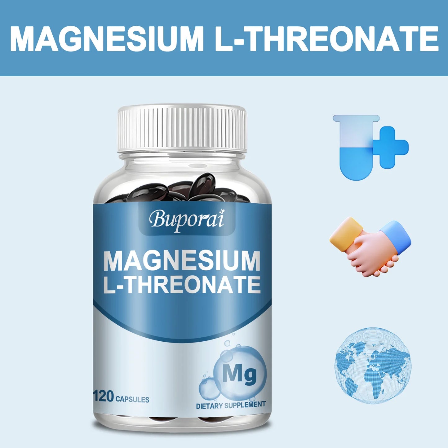 Magnesium L-Threonate Capsules - Supports Focus, Memory & Learning Brain Health Supports Quality of Sleep - 120 Capsules