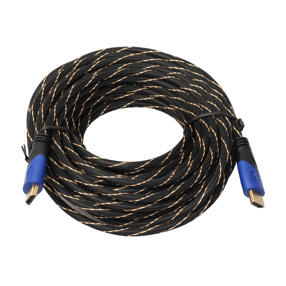 10m/15m Long HDMI-compatible 1.4 Cable AV 1080P HD 3D Gold Plated Connection New Braided Male cables for PS3 Xbox HDTV