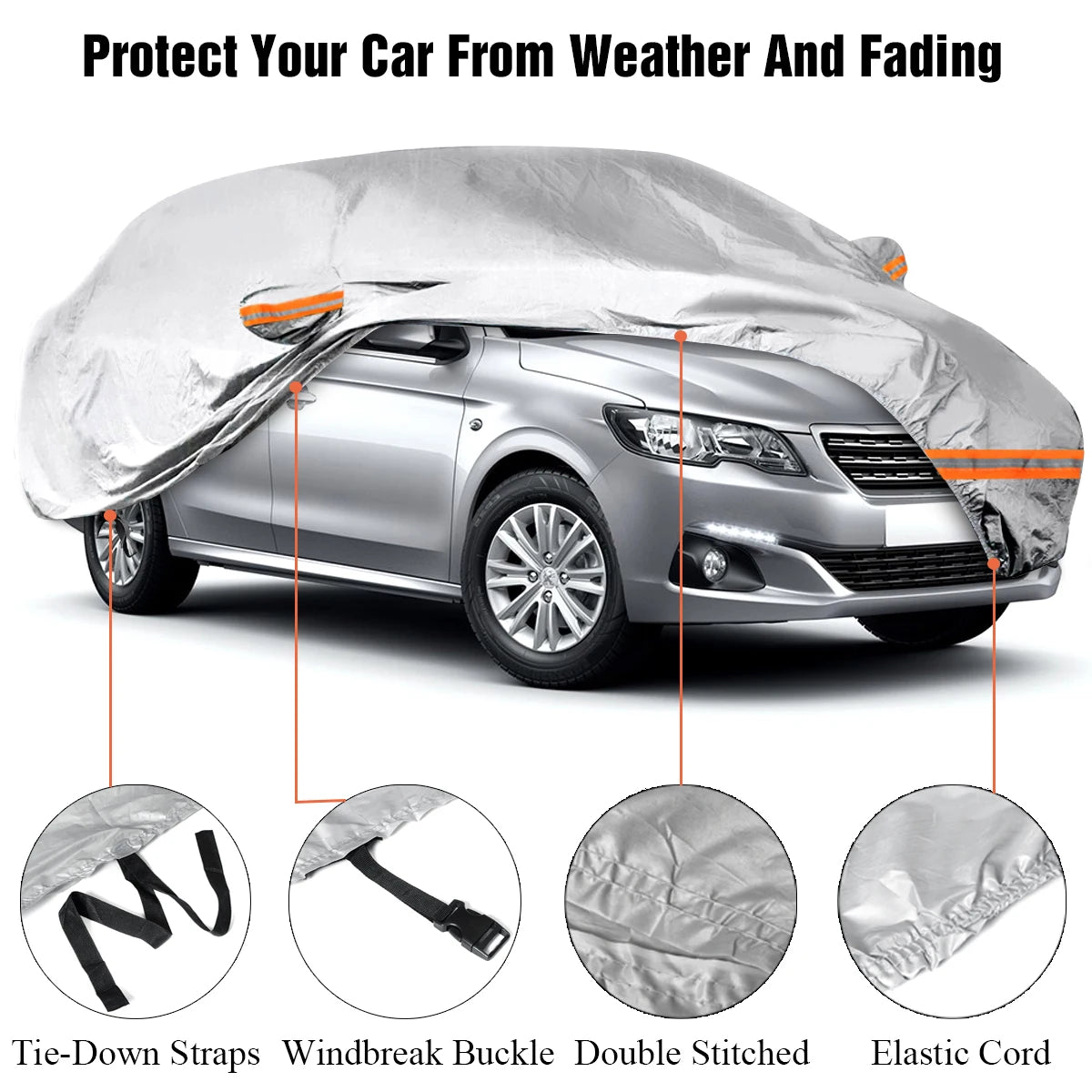 Universal for Sedan Full Car Cover 190T Indoor Outdoor Waterproof Anti Snow Sunshade Dustproof Car Protective Cover M/L Size