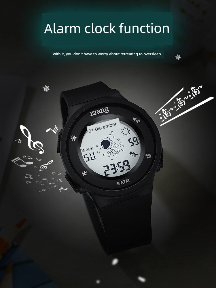 Digital Watch Men and Women Couple Student Luminous Waterproof Spaceman Alarm Clock Sports Timing Multifunctional Trendy Drop-Resistant