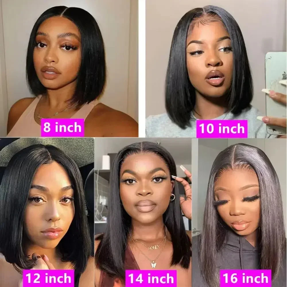 Short Bob Human Hair 13x6 13x4 HD Lace Frontal Wig Natural Color Bone Straight 4x4 Closure Bob Wigs Pre Plucked With Hairline