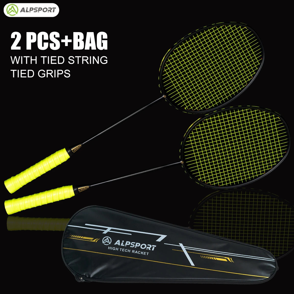 Alpsport XHP 2PCS Max 30LBS 6U 75g 100% legal original badminton racket Ultra-light full carbon fiber Badminton racket andbag