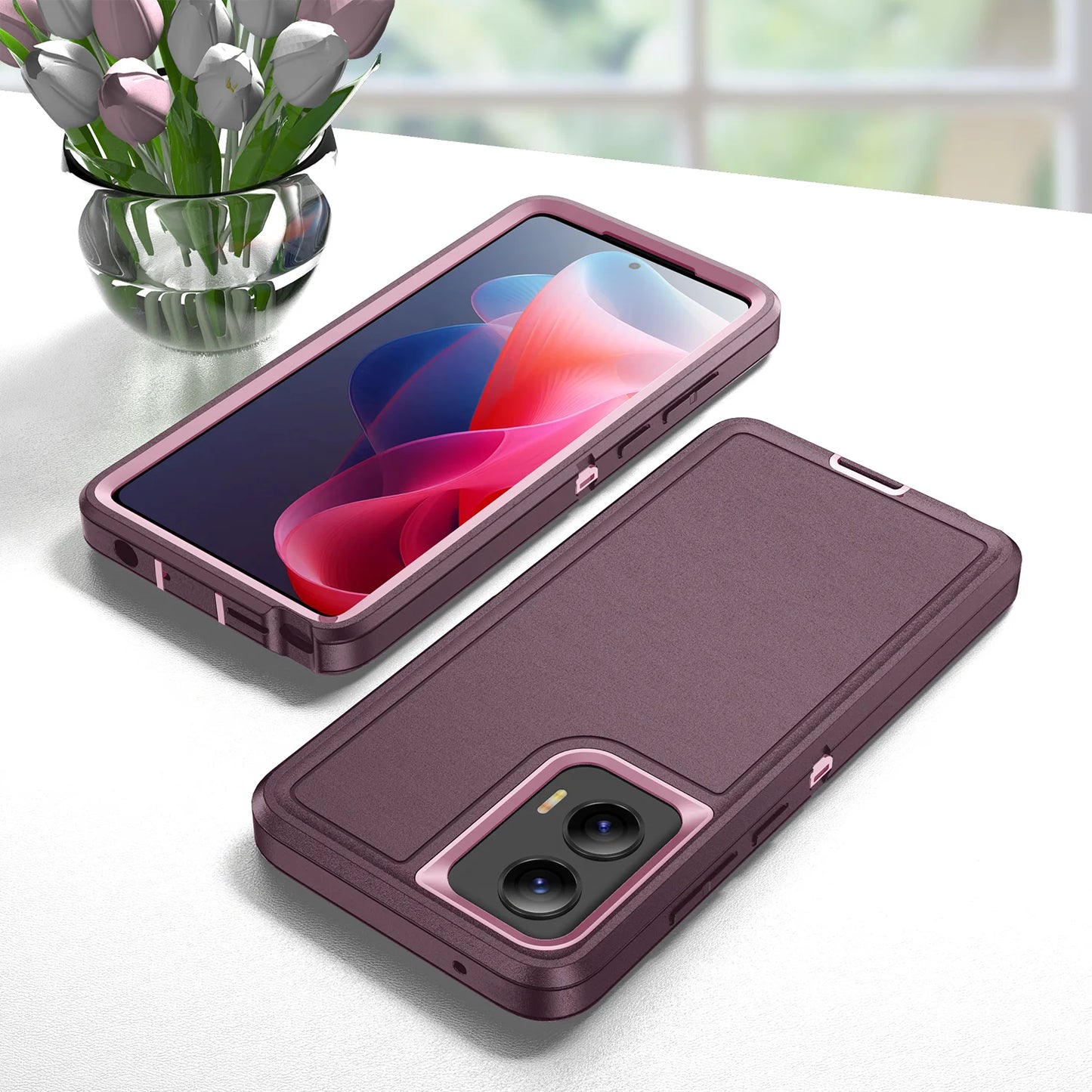 for Motorola Moto G 5G 2024 Shockproof Protective 2 in 1 Heavy Duty Phone Cases Anti-Drop Purple Color Back Cover