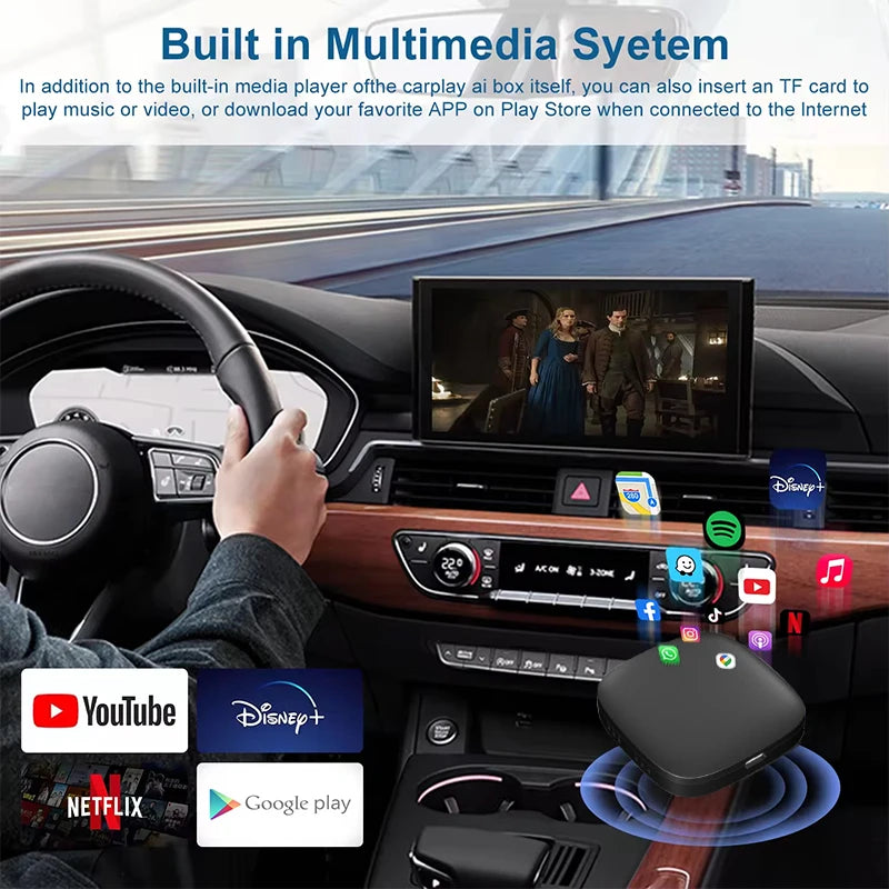 Android 10 System Wireless Carplay Adapter 3-in-1 Supports Google Play Video Play 2+32GB Carplay Box