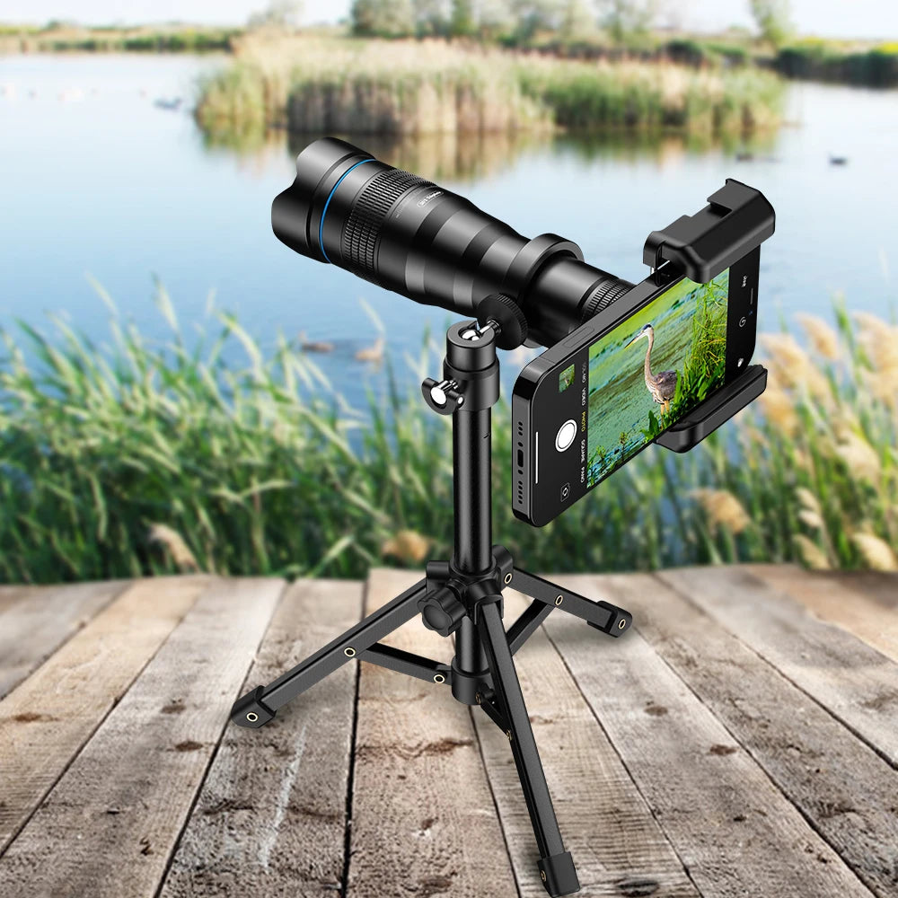 APEXEL 36X Metal Telephoto Lens with Tripod Zoom Telescope Monocular  for iPhone Samsung Shooting Birds Watching Concert Sports