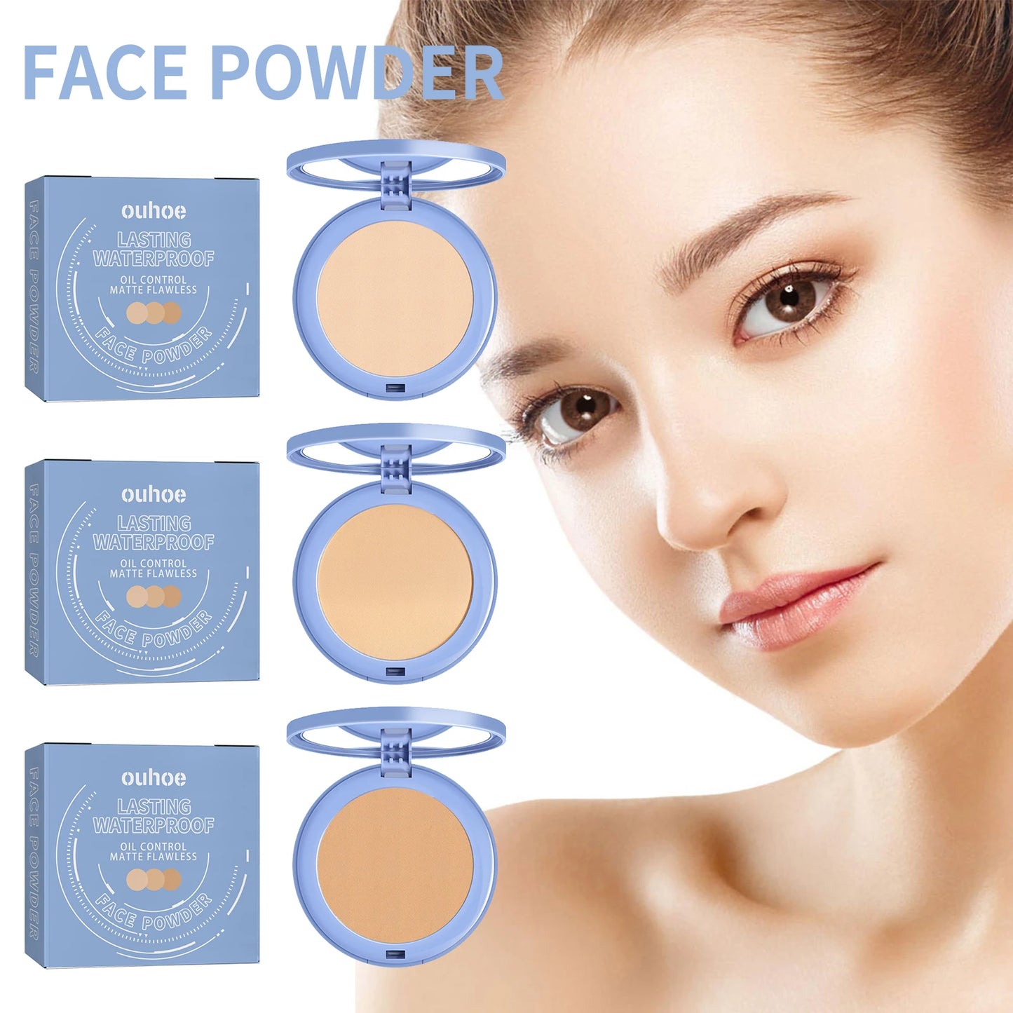 Setting Pressed Powder Invisible Pores Blemishes Waterproof Oil Control Matte Long Lasting Whitening Concealer Powder Cosmetics