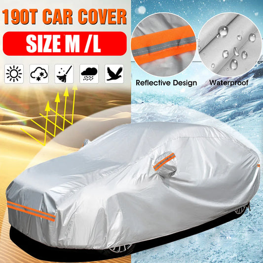 Universal for Sedan Full Car Cover 190T Indoor Outdoor Waterproof Anti Snow Sunshade Dustproof Car Protective Cover M/L Size