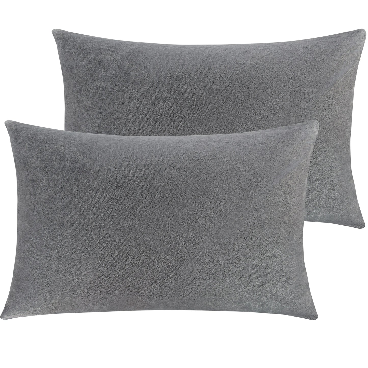 Ntbay 2 Pack Velvet Hidden Zippered Pillowcases, Super Soft and Cozy Luxury Solid Color Pillow Cases