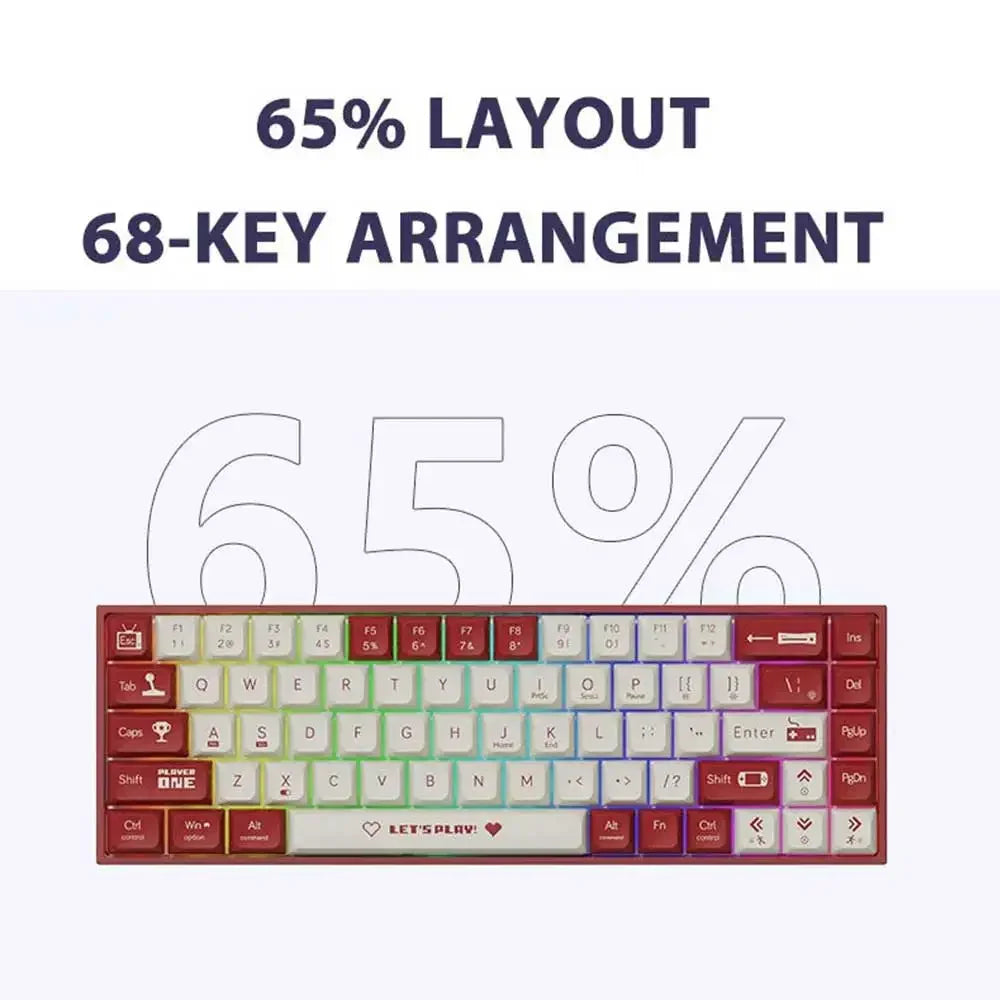 AJAZZ AK680 And I069 Mechanical Keyboard ABS Keycap 68 Keys Wired Wireless Bluetooth Gamer Keyboard Hot Swap Custom Gasket