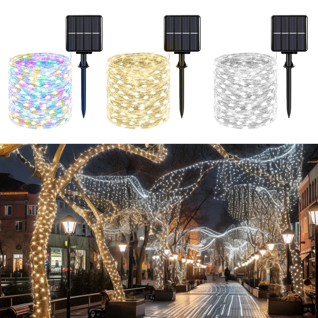 IRILUCN LED Solar Fairy Lights with 8 Modes, Waterproof Solar Lights for Outside Patio Yard Tree Wedding Christmas