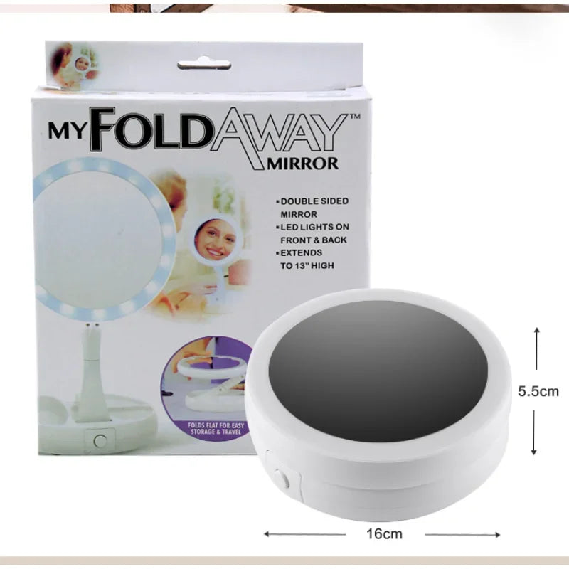 Foldable USB Charging or Battery Led Mirror Makeup White Vanity Cosmetic Mirror with Light 10X Magnifying Table Mirrors