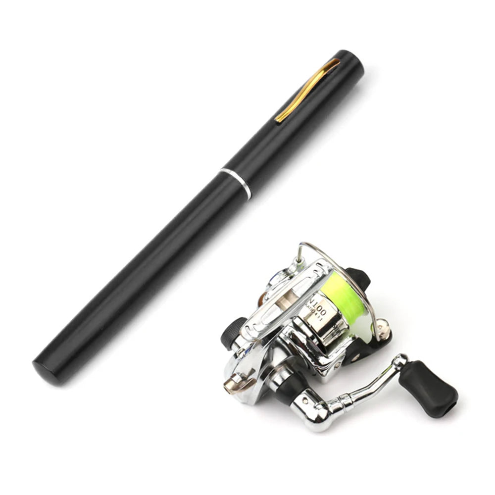 Pocket Collapsible Fishing Rod Reel Combo Mini Pen Fishing Pole Kit Telescopic Fishing Rod Spinning Reel Combo Kit