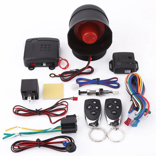 Universal Car Vehicle Security System Burglar Alarm Protection Anti-theft System 2 Remote with Siren Wiring Harness Programmable