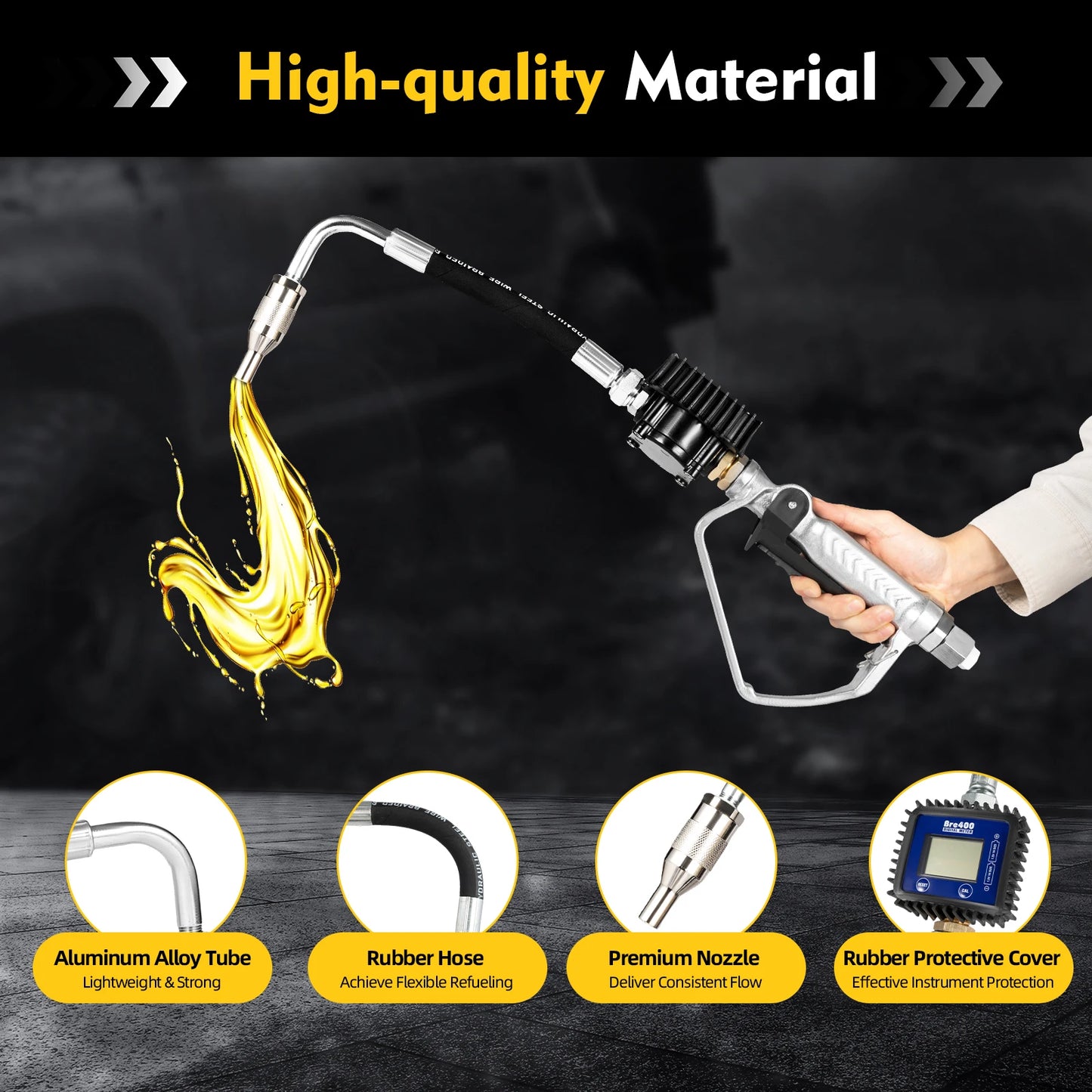 Dispenser Gun Digital Filling Oil Meter With 1/2" Flexible Hose And Manual Tip with Digital Meter