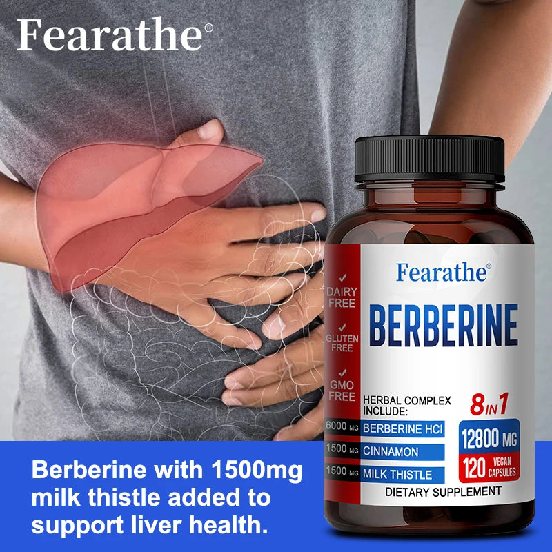 Berberine capsules contain Ceylon cinnamon and milk thistle to support liver function, gut health and immunity