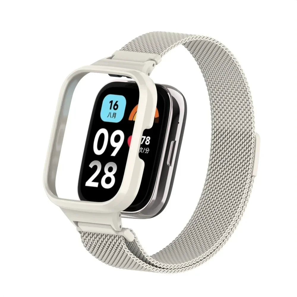 For Redmi Watch 3 Active Metal bracelet for Redmi Watch 3 Lite Band Cover Strap Xiaomi Watch 3 Magnetic loop+Case