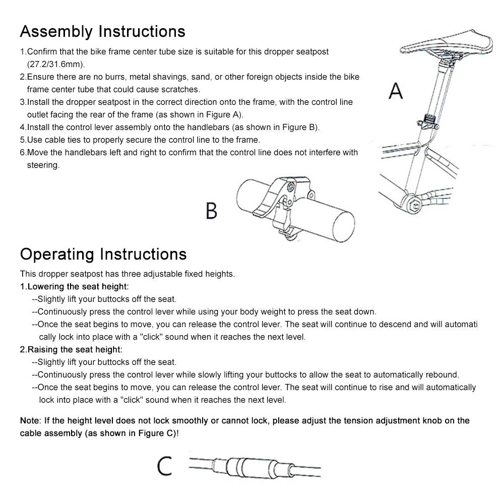 LIXADA GUB SD440 Mountain Bicycle Dropper Seatpost 27.2mm Adjustable Remote Control Suspension Seat Post