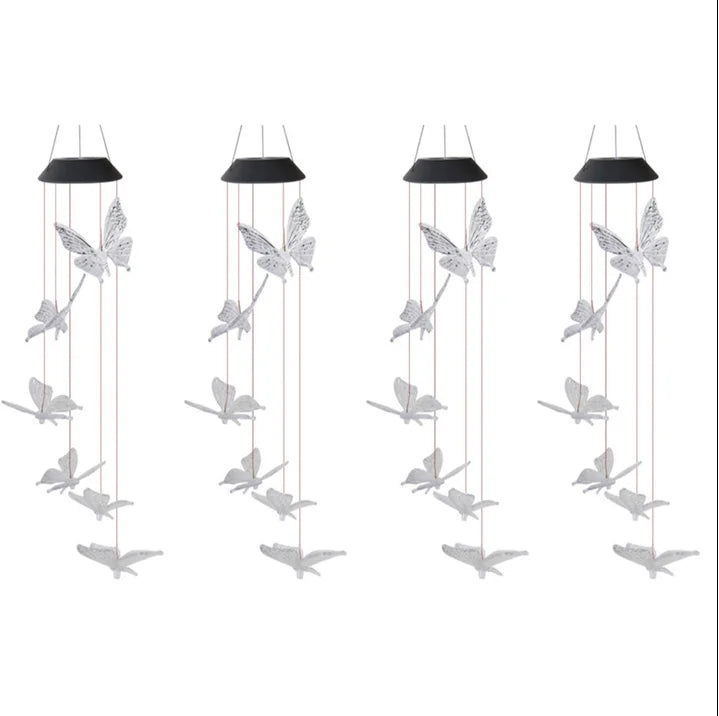 Solar Butterfly Wind Chimes, Color Changing Solar Butterfly Lights Waterproof Outdoor Garden Lights Hanging Wind Chime Lights