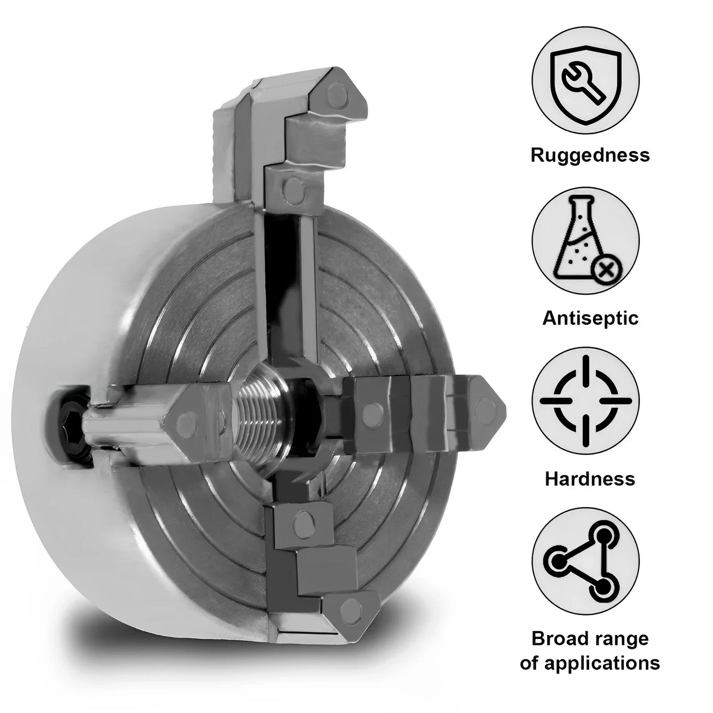 Zinc Alloy 4-Jaw Chuck Connecting Rod Self Centering Wood Turning Chuck Optional Clamp Accessories for Mini Metal Lathe