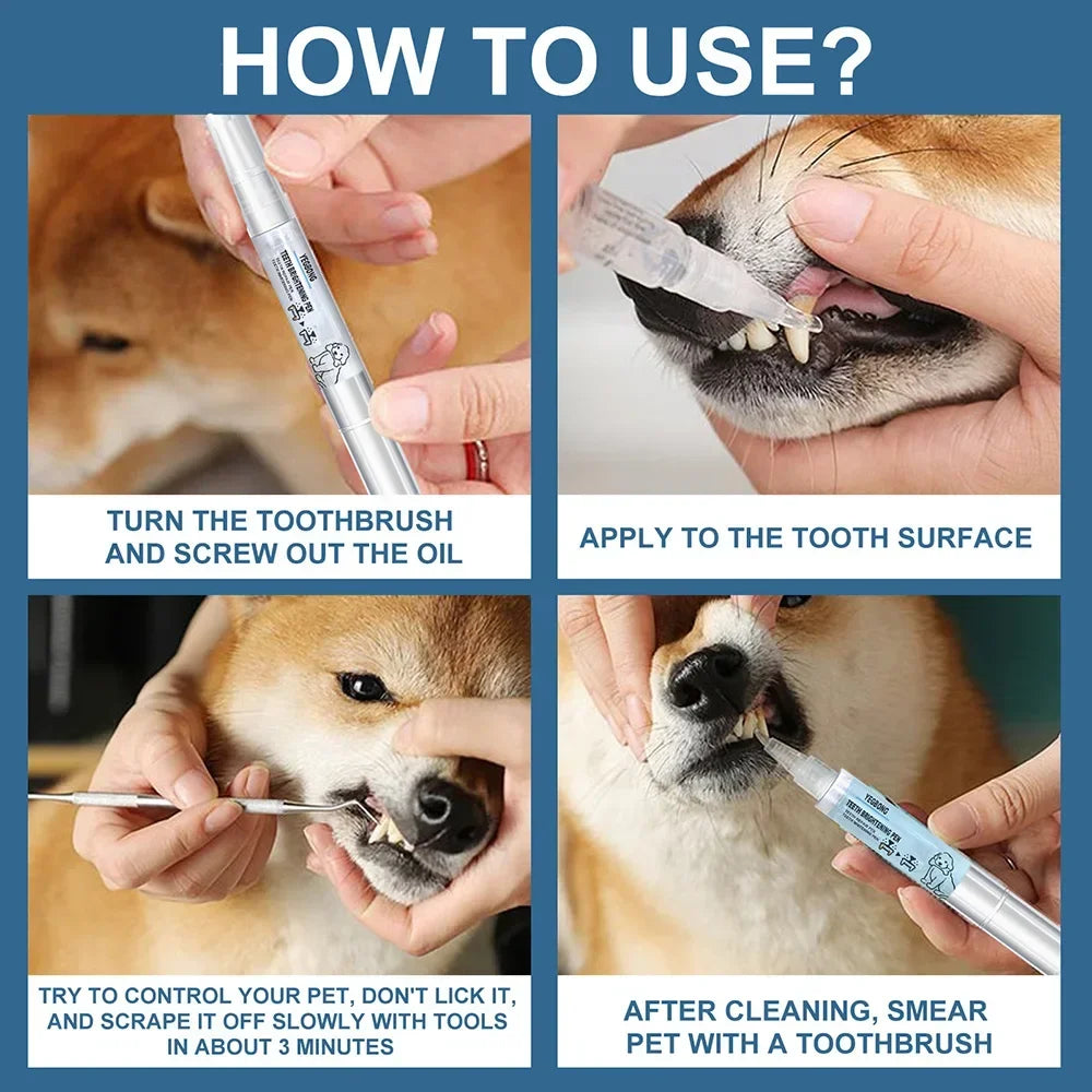 Pet Teeth Cleaning Tools Pet Grooming Toothbrush Cleaning Kit Tartar Remover Tartar Scraper Dog Dental Stain Cleaning Pen