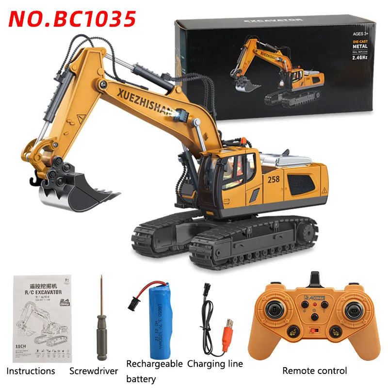 1: 20 Large Alloy Remote Control Excavator 11 Channel Crawler Excavator Children Boy Competition Engineering Vehicle Model Toy