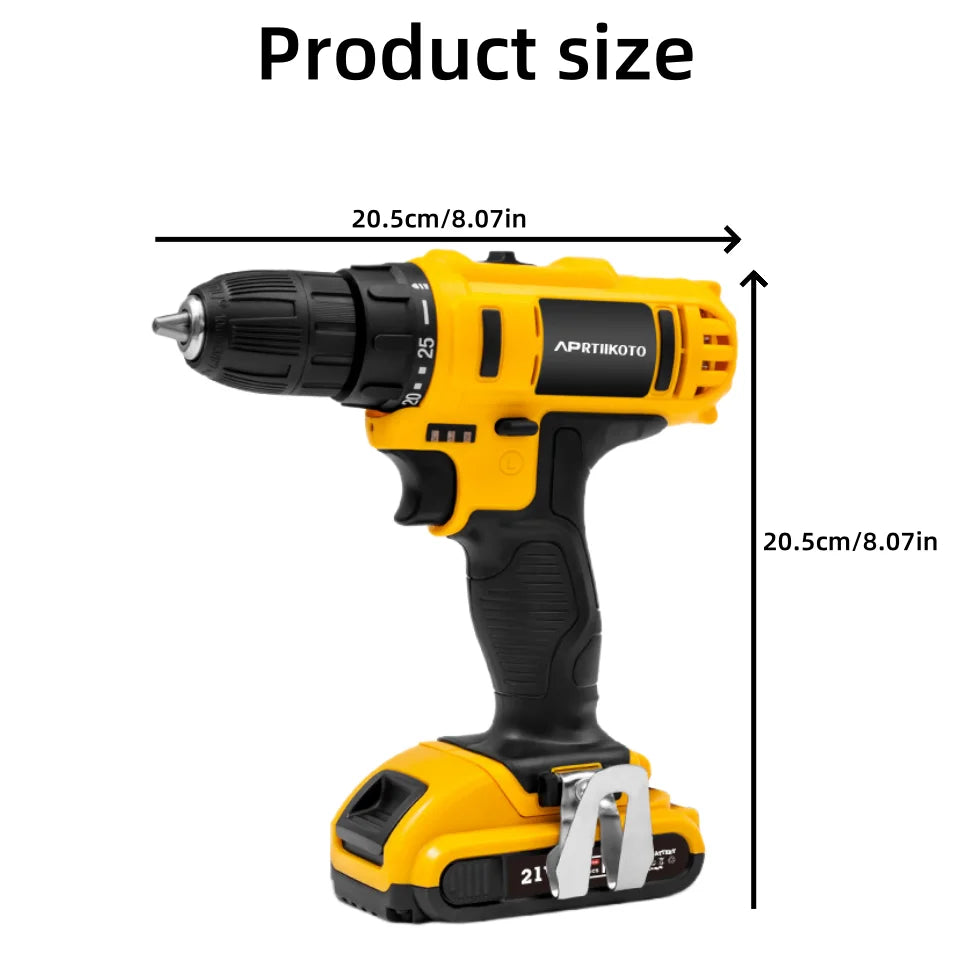 HILDA 21V Cordless Drill Electric Screwdriver  Wireless Power With Battery Driver Power Tools Yellow Drill