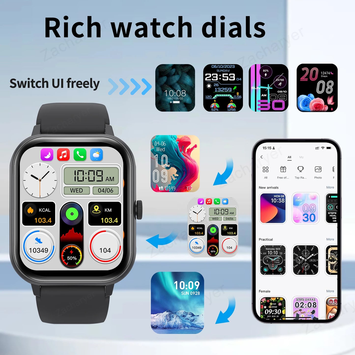 SmartWatch Touch Screen Watches Sport wireless calling/dial Fitness Tracker Smartwatch Sedentary Reminder Pedometer