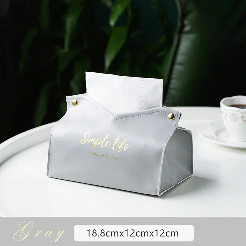 PU Leather Foldable Paper Holder Nodic Tissue Case Table Decor Napkin Dispenser Hand Towel Bag Kitchen Toilet Paper Box