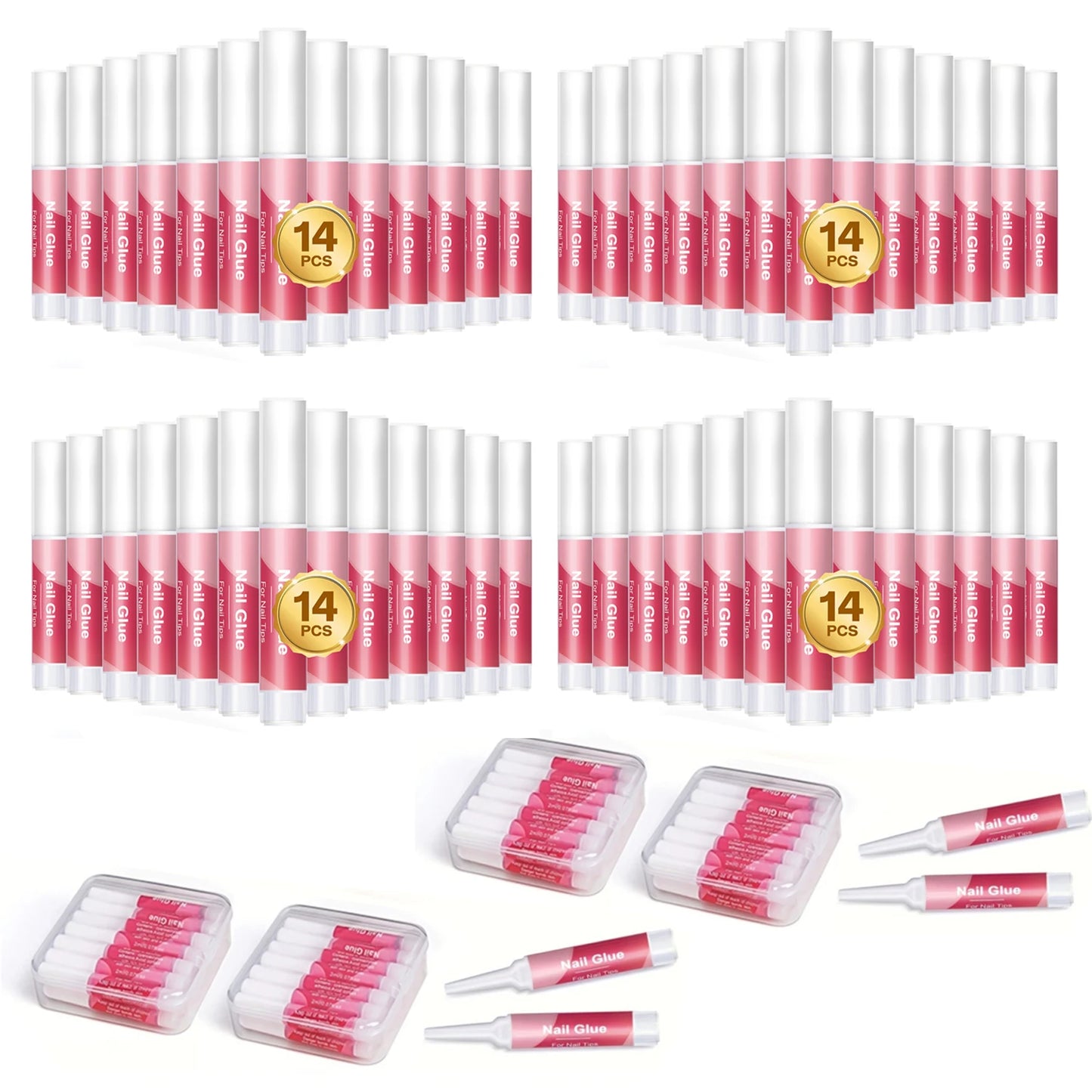 28/56PCS Nail Glue Set Super Strong Nail Glue for Acrylic Nails Long Lasting Professional Nail Tip Glues For Fake Nail Salon